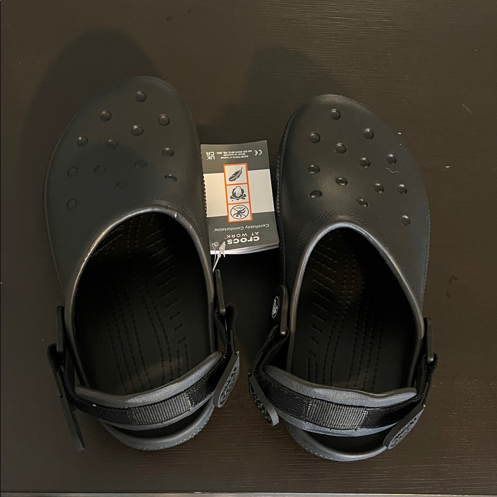 Black classic Crocs at work clogs